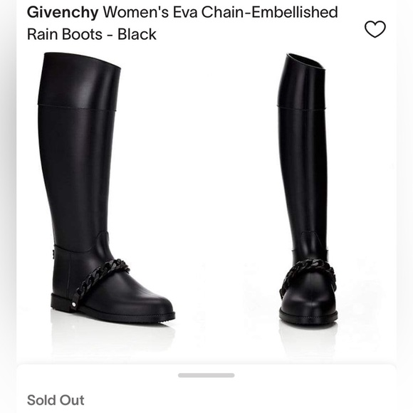 Givenchy Eva Knee High Rubber Boots Black‎ Removable Chain Womens 8.5 Chunky - Picture 3 of 8